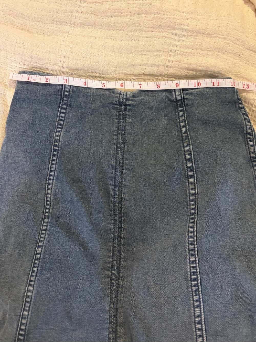 Free People Washed Blue Denim Panel Mini Skirt - Picture 7 of 7